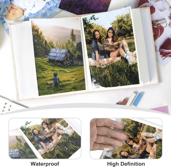 Holoary Photo Album 4x6 100 Photos, 100 Pockets 4”x6” Picture Album, Linen Fabric Cover Picture Book for Photos, 4x6 Photo Albums for Family Weddings Travel Memories(Beige) - Image 4