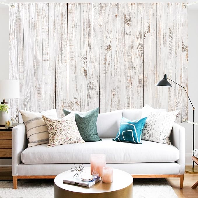 Rustic Wood Backdrop 10x6 FT Vintage White Wooden Floor Backdrops for Photography Old Wood Wall Background Decor Baby Shower Wedding Birthday Party Photo Studio Props - Image 2