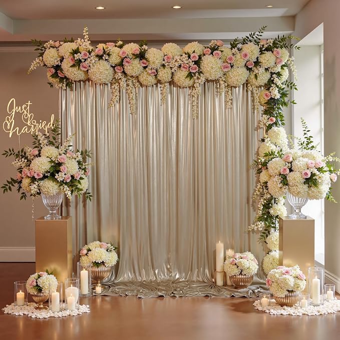 10x10ft Thick Champagne Glitter Backdrop Curtain Panels for Parties, Wrinkle Free Sequin Sparking Photo Backdrop Drapes, 2 Panels 5x10ft Shimmer Back Drop Cloth for Wedding Birthday Photography - Image 5