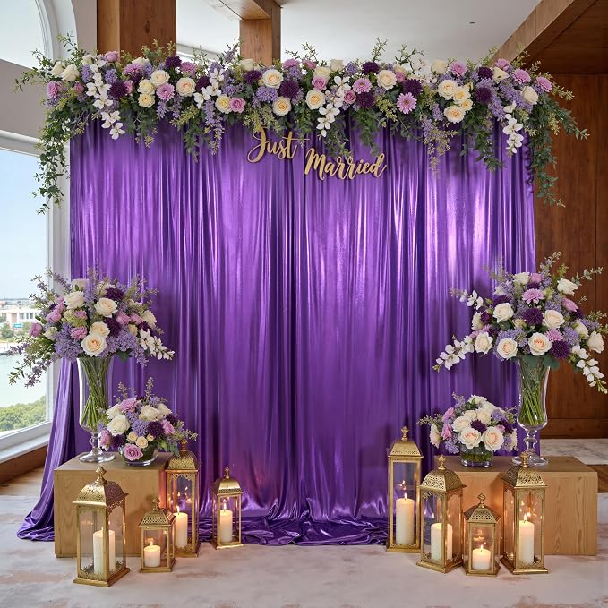 20x10ft Thick Purple Glitter Backdrop Curtain Panels for Parties, Wrinkle Free Sequin Sparking Photo Backdrop Drapes, 4 Panels 5x10ft Shimmer Back Drop Cloth for Wedding Birthday Photography - Image 5