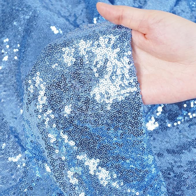 Poise3EHome Baby Blue Sequin Backdrop Curtain,8FT x 10FT Sequin Photography Backdrop Curtain for Party Decoration - Image 4