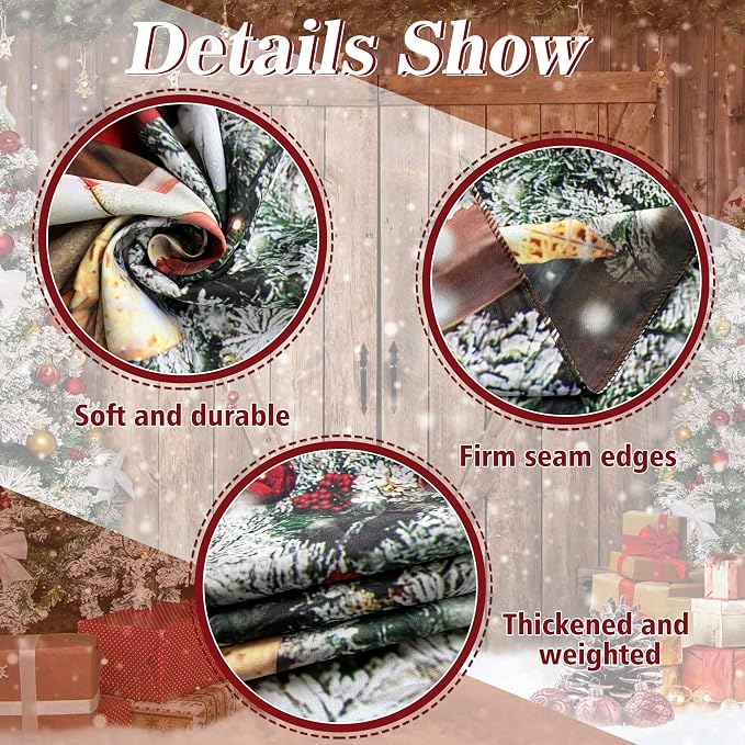 10x8FT Polyester Fabric Winter Christmas Rustic Barn Wood Door Photography Backdrop Xmas Tree Snow Background Banner for Family Holiday Party Decoration Supplies Photo Studio Props Pictures - Image 5