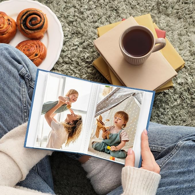Vienrose 4x6 Mini Photo Album, 2 Pack, 52 Photos, Blue | Linen Cover, Photo Book, Baby Memory Book, Artwork Postcards Storage - Image 7