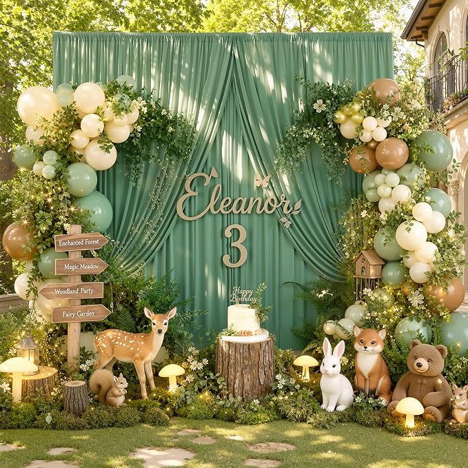 50x12 ft Sage Green Backdrop Curtains for Weddings, Birthdays and Photos | 10 Panels 5x12 ft, Wrinkle-Free Polyester Drapes, Washable, Ironable, 4 in Rod Pocket for Baby Showers Photography Background - Image 2