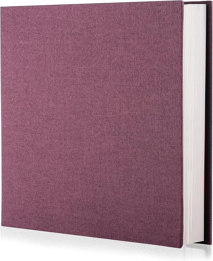 Photo Album Self Adhesive Scrapbook Album for 4×6 Pictures DIY Magnetic Linen Cover Album 15 Sheets/30 Blank Pages for Family Wedding, Birthday, Christmas, Anniversary (Purple) by HenPisen