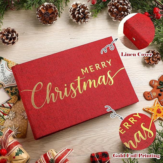 Spiareal Christmas Greeting Card Organizer Set 6 x 8 Inches Photo Binder Album Post Card Holder Storage 100 Pages Stamping Photo Album Display Organization Storage for Memory Greeting Post Gift - Image 3