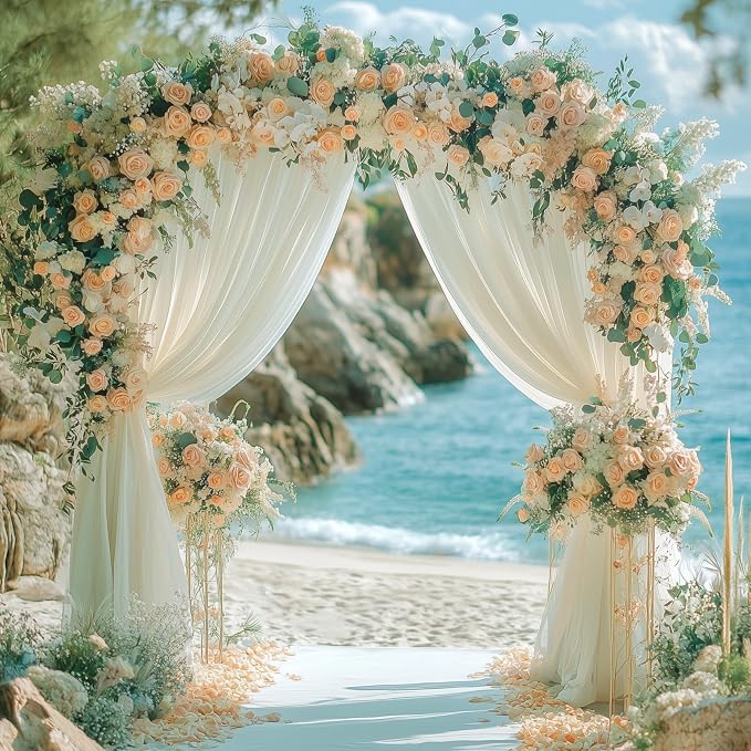 Ivory Backdrop Curtain for Wedding Parties Backdrop Drapes 10x8FT | Wrinkle Free Polyester Curtain Backdrop Ivory Draping Fabric for Backdrop Photoshoot Birthday Party Background,2 Panel 5x8FT - Image 6