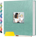 Popotop Photo Album Self Adhesive with Picture Display Window,40 Pages DIY Scrapbooking Supplies Kit for 4x6 8x10 Picture,Linen Cover Memory Book for Baby Wedding, with Scraper and Metallic Pen by Popotop