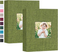 Mublalbum 2 Pack Small Photo Album 4x6, 52 Pockets, Linen Cover,Green | Linen Cover with Display Window, 52 Vertical Pockets, Portable Mini Picture Book for Artwork Postcards, Picture Storage by Mublalbum