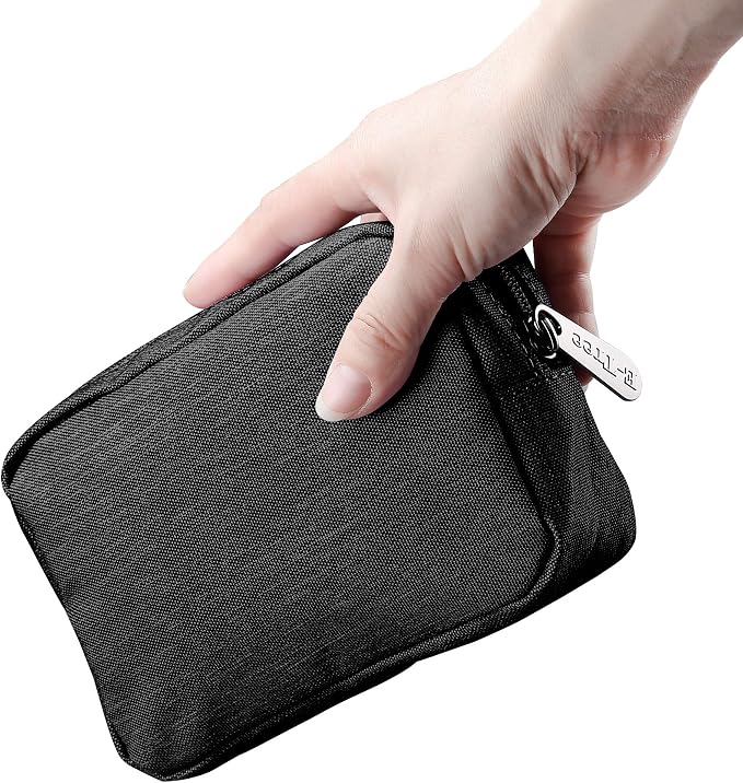 E-Tree Cute Small Pouch, Makeup Cosmetic Bag,Make up Bag for Purse,Toiletry Zipper Pouch,Tech Bag,Electronic Organizer Travel Case,Storage Pouches for Organization Black by E-Tree