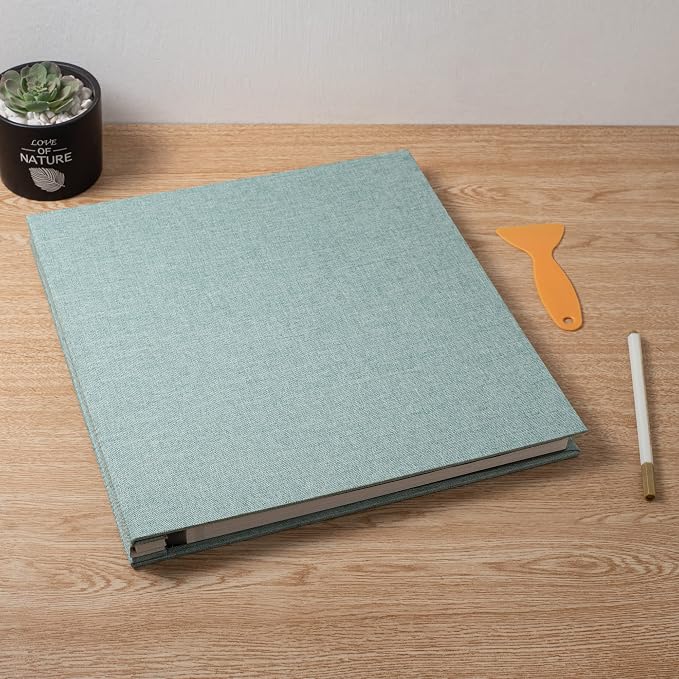 Large Photo Album Self Adhesive Scrapbook Album for 4×6 8×10 Pictures DIY Magnetic Linen Cover Album 60 Pages for Family Wedding Gifts with Metal Pen and Plastic Board - Image 6
