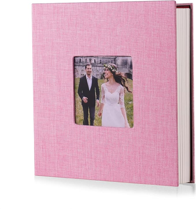 HoneyTolly Photo Album Self Adhesive Scrapbook Album for 4×6 Pictures DIY Magnetic Linen Cover Album 15 Sheets/30 Blank Pages for Family Wedding, Birthday, Christmas, Anniversary (Pink) by HoneyTolly