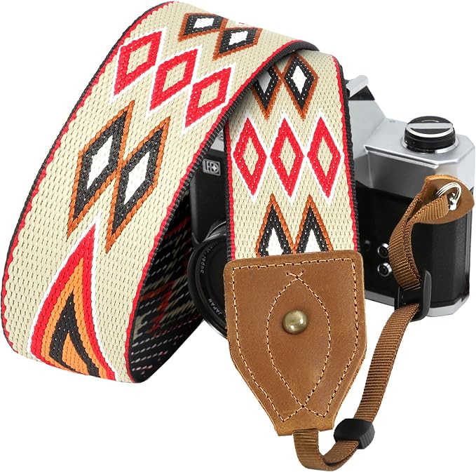 Padwa Lifestyle 2" Wide Classic Crazy Horse Art Cowhide Head Cotton Camera Straps for Photographers by PadwaLifestyleCameraStrap