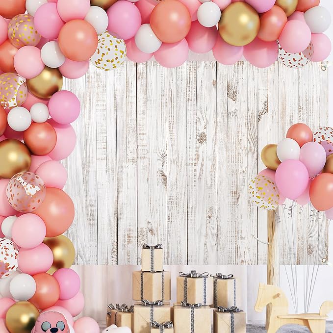 Rustic Wood Backdrop 12x10 FT Vintage White Wooden Floor Backdrops for Photography Old Wood Wall Background Decor Baby Shower Wedding Birthday Party Photo Studio Props - Image 5
