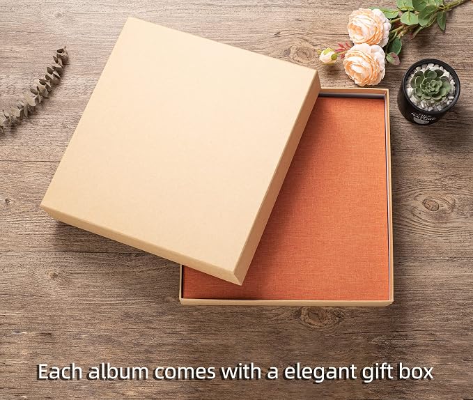 Large Photo Album Self Adhesive 4x6 5x7 3x5 8.5x11 Scrapbook Magnetic Album DIY Scrap Book Length 13 x Width 12.8 (Inches) 120 Sticky Pages Linen Cover DIY Photo Album (Orange) - Image 6