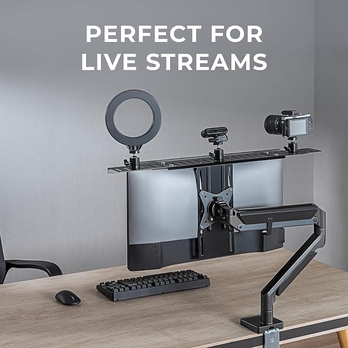 HumanCentric DSLR Monitor Mount Extra Large, Desk Camera, Webcam & Mic | Microphone Shelf for Monitor VESA Arm, Replace Clamp Tripods, 100x100mm Patterns, Aluminum, Hardware Included - Image 6