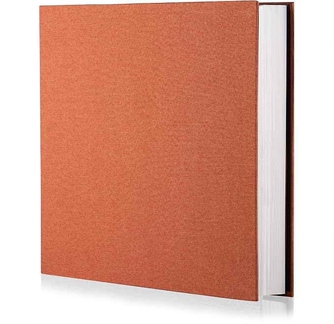 Photo Album Self Adhesive Scrapbook Album for 4×6 Pictures DIY Magnetic Linen Cover Album 15 Sheets/30 Blank Pages for Family Wedding, Birthday, Christmas, Anniversary (Orange) by HenPisen