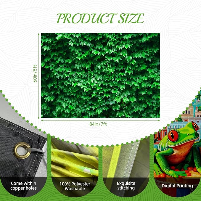 7x5ft Greenery Backdrop for Party Grass Wall Backdrop for Photography | High-Density Green Leaves Photography Background for Birthday, Wedding Photo Booth Props - Image 2