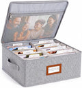 HULISEN Photo Storage Box, Photo Organizer for 2000 4x6 Pictures, Grey | Linen Keepsake Box with Zipper Lid, 8 Dividers, Label Cards Included, Mesh Pocket for Larger Prints, Family Memory Storage by HULISEN