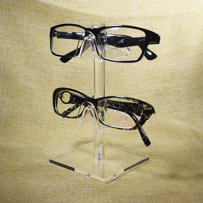 MOOCA 2-Piece Acrylic Eyewear Display Stand, Holds 4 Frames | Eyewear rack with oversized supports displays large sunglasses and eyeglasses for show,store,home and easy assemble.' - Image 4