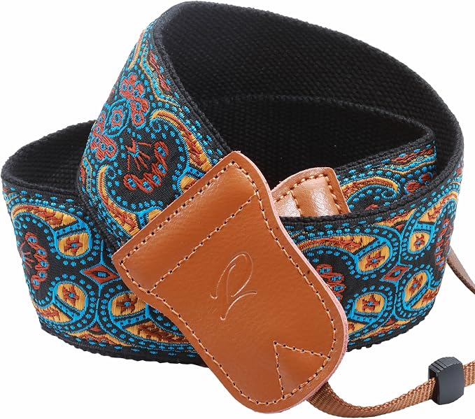 Padwa Lifestyle Mystic Blue Camera Strap - Double Layer Cowhide Ends,2" Pure Cotton Embroidered Woven Camera Straps,Universal Neck&Shoulder Strap Adjustable for All DSLR Cameras,Gift for Photographers - Image 7