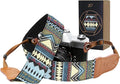 Padwa Lifestyle Camera Strap - 2" Cowhide Head Camera Straps for Photographers,Vintage Jacquard Embroidery Woven Cotton Adjustable Shoulder Neck Straps for Cameras,Binoculars（Cool Ethnic Style Green） by PadwaLifestyleCameraStrap