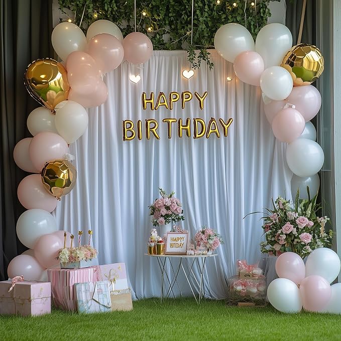 White Backdrop Curtain for Wedding Parties Backdrop Drapes 10x8FT | Wrinkle Free Polyester Curtain Backdrop White Draping Fabric for Backdrop Photoshoot Birthday Party Background,2 Panel 5x8FT - Image 4