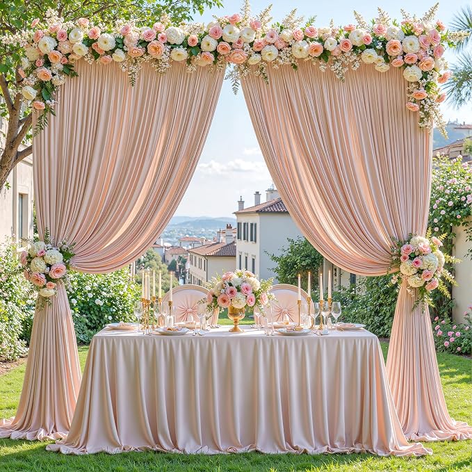 Nude Blush Backdrop Curtains-Wrinkle-Free Polyester Photography Drapes Party Curtain Background for Baby Shower Wedding Decorations- 16 X10FT - Image 4