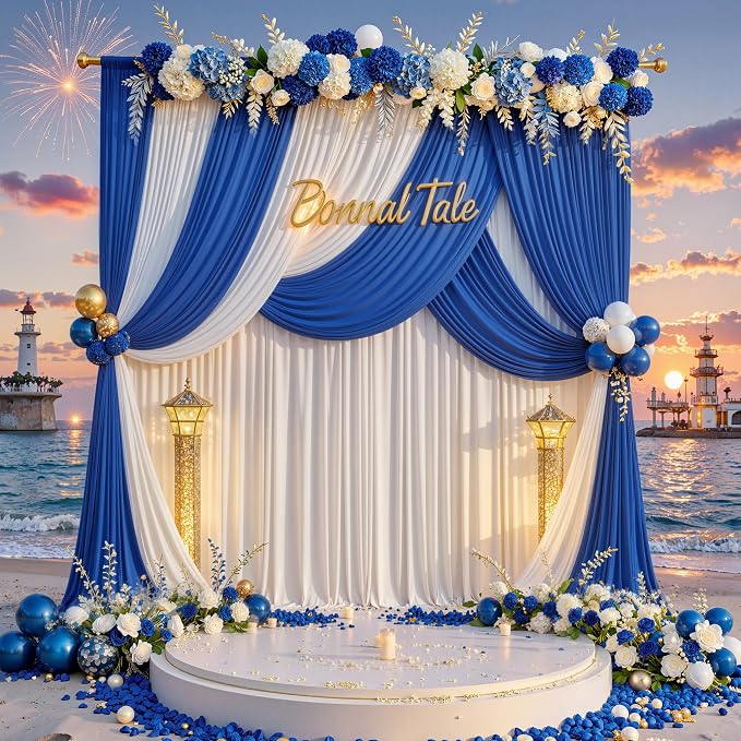 10ft x 8ft Wrinkle Free Royal Blue Backdrop Curtains for Parties, Polyester Photography Backdrop Drapes Back Drop Cloth for Baby Shower Photoshoot Engagement Wedding Birthday Photography Background - Image 7