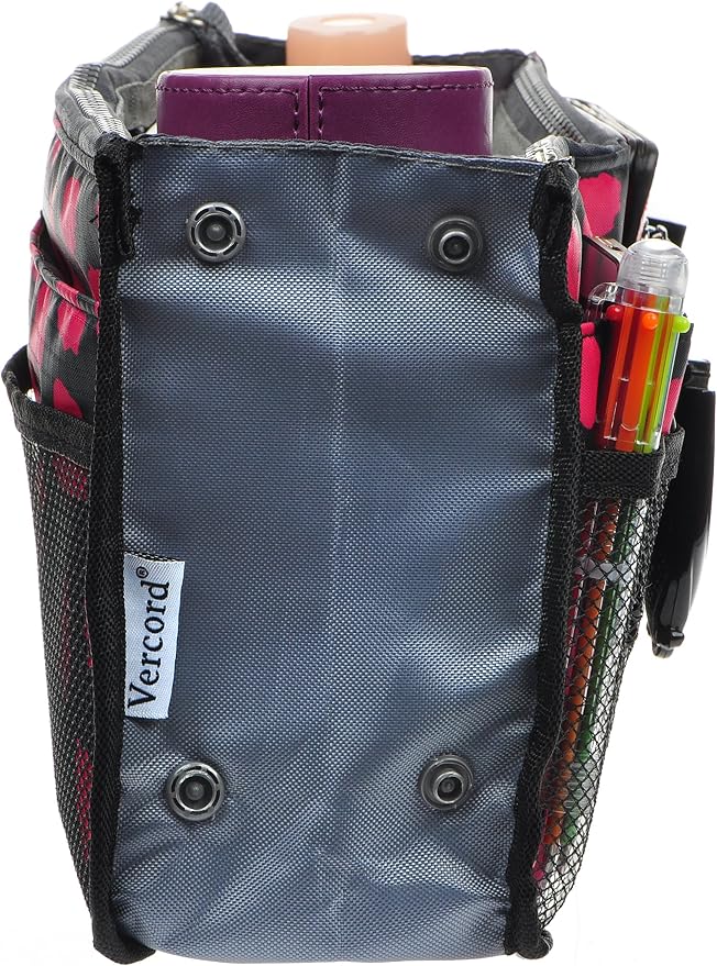 Vercord Purse Organizer Insert for Handbags Bag Organizers Inside Tote Pocketbook Women Nurse Nylon 13 Pockets Rose Heart Small - Image 4