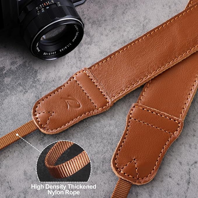 Padwa Lifestyle Brown Leather Camera Strap - 1.5" Soft Full Grain Cowhide Camera Straps for Photographers, Soft Suede Fabric Padded Leather Strap with Quick Release fits All Cameras - Image 5