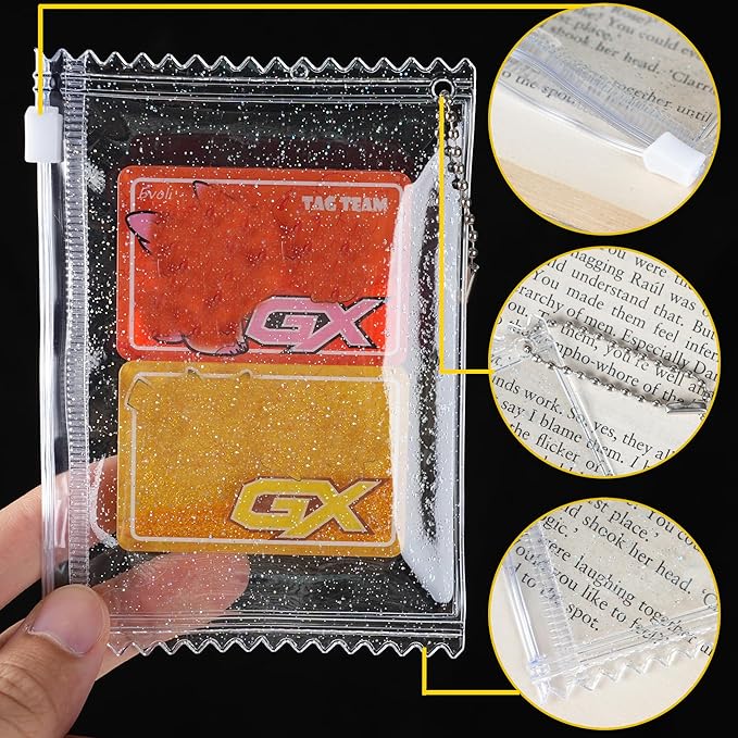H&W 2PCS Shiny Sweet Candy Photocard Holder for 3 inch Postcard Lomo Cards | PVC Cardholder Plastic Cover Keychain Holder, With Gift 2 Bead Chains (2) - Image 3