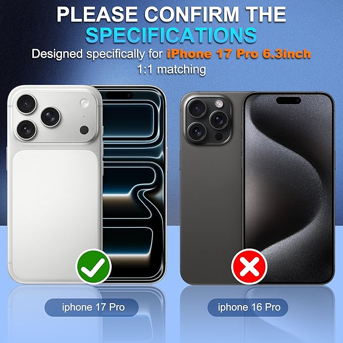 Suoman for iPhone 17 Pro Camera Lens Protector-Sliver | [All-in-one Frosted] [Strong-Adhesion] Metal Frame Tempered Glass Camera Lens Cover - Image 2