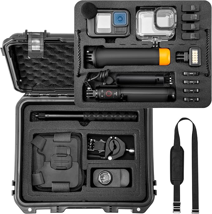 Carrying Organizer Case For Gopro Hero 13/12/11/10 Lit Hero Accessories | Hard Creator Edition Odorless for Media Mod/Volta/Chest Mount/ Waterproof Travel Storage Cases 12.4*4.7*10.4inch by STARTRCVCR