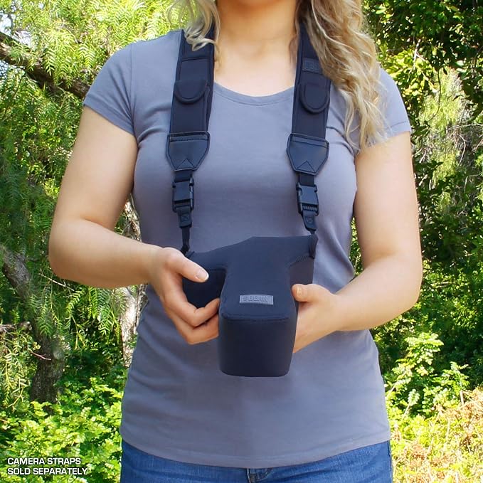 USA Gear Camera Sleeve (Zoom) for Compact SLRs with Lens Compatible with Canon EOS R100 Nikon Z30 Sony ZV-E10, and more - Padded Neoprene DSLR Case with Accessory Pocket & Belt Loop (Black) - Image 5