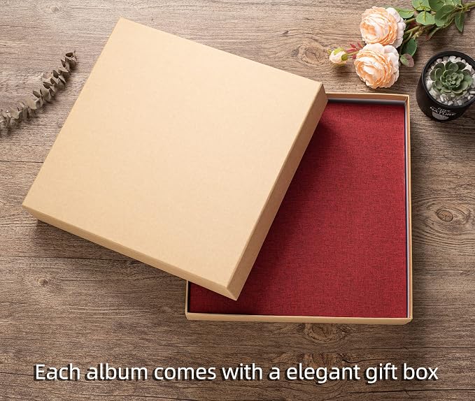 Large Photo Album Self Adhesive 4x6 5x7 3x5 8.5x11 Scrapbook Magnetic Album DIY Scrap Book Length 13 x Width 12.8 (Inches) 120 Sticky Pages Linen Cover DIY Photo Album (Red) - Image 6