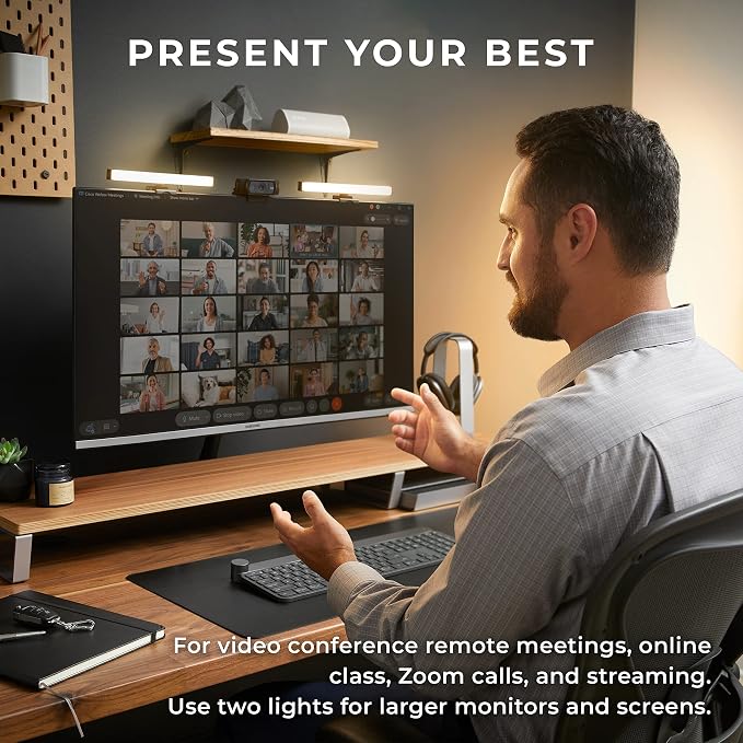 HumanCentric Video Conference Lighting, Webcam Light for Streaming LED | Monitor & Laptop Light for Video Conferencing, Zoom Lighting for Computer, Upgrade Light for Zoom Meetings, Single Kit - Image 2