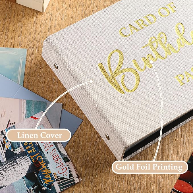 Spiareal Greeting Card Binder Album 6x8,Wood Color,Birthday | 100 Pages, Clapperboard Movie Design, Photo Holder for Party Wedding, Postcard Storage Organizer, Memory Keepsake Book - Image 3