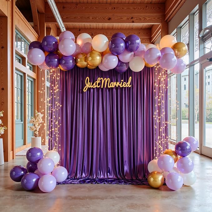 20x10ft Thick Purple Glitter Backdrop Curtain Panels for Parties, Wrinkle Free Sequin Sparking Photo Backdrop Drapes, 4 Panels 5x10ft Shimmer Back Drop Cloth for Wedding Birthday Photography - Image 9