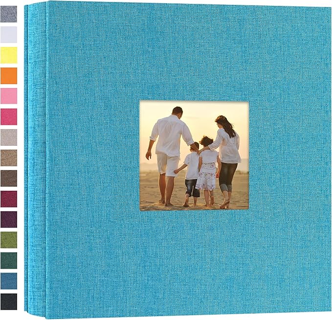 potricher Photo Album 4x6 Pictures, 200 Pockets, Linen Cover, Blue | Linen Cover, Front Window, Large Capacity 4x6 Picture Albums, Photo Book for Family, Wedding, Anniversary, Baby, Keepsake by potricher