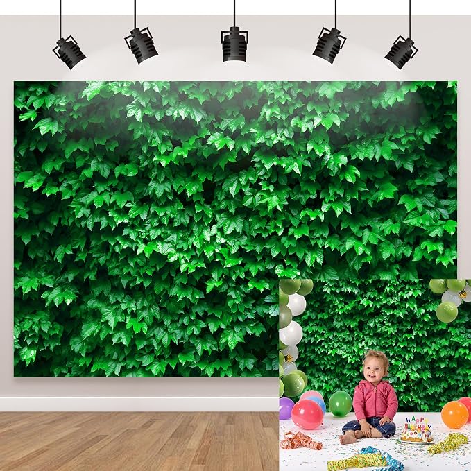 10x6.5 Ft Green Leaves Photography Backdrops Large Polyester Fabric Leaf Green Vertical Texture Backdrop for Birthday Party Christmas Decoration Photo Booth Prop Banner by Dormirpilow