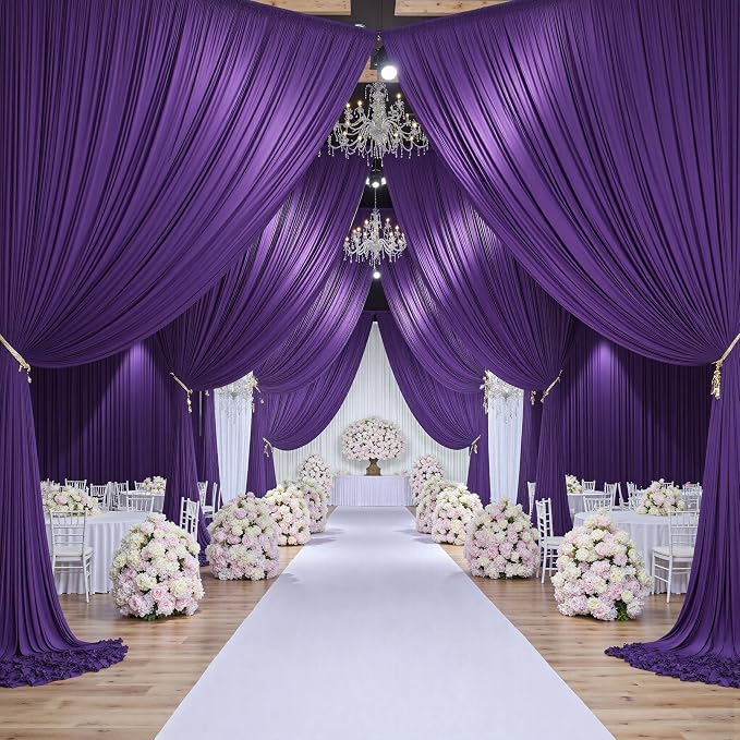 Wrinkle Free Purple Backdrop Curtains for Parties, Purple Photo Curtains Backdrop Drapes 2 Panels Back Drop Cloth Draping for Wedding Birthday Photography Background Decor,10ftx10ft - Image 8