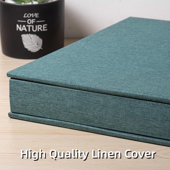 Super Large Photo Album Self Adhesive Scrapbook Album for 4×6 5×7 8×10 10×12 or Bigger Pictures DIY Magnetic Linen Cover Album 80Sheets/160Pages DIY Photo Album(Dark Green) - Image 4