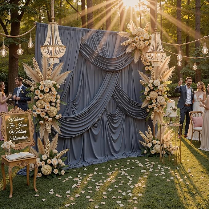 10ft x 10ft Wrinkle Free Charcoal Backdrop Curtains for Parties, Polyester Photo Backdrop Drapes 2 Panels 5x10ft for Wedding Birthday Party Photography Background Backdrop Stand - Image 8