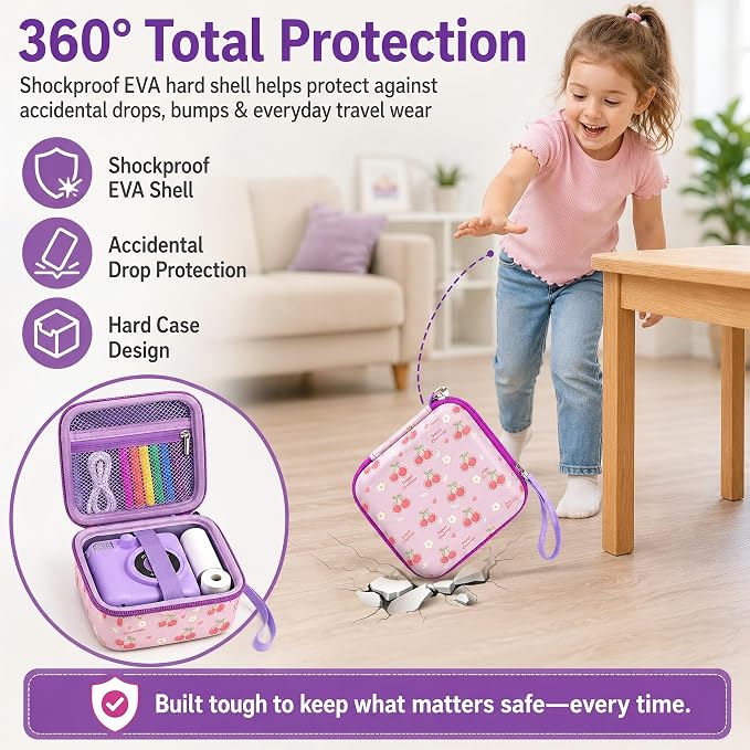 PAIYULE Kids Instant Print Camera Case for ESOXOFFORE for Dylanto | Hard Shell,Mesh Pocket,Wrist Strap,for Gofunly,for GREENKINDER,for DUDUDRAGON,for Zostuic,for Careenoah (Box Only)SkyBlue - Image 5
