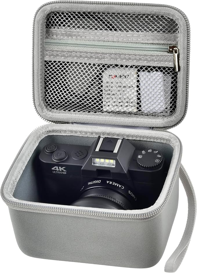 Comecase Vlogging Camera Case for Duluvulu/for VJIANGER 4K Digital Cameras | Mesh Pocket for Charging Cables and Batteries, Travel Storage for Vloggers, Parties and Camping (Grey) - Case Only by COMECASE