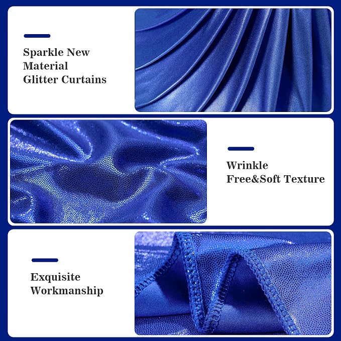 10x10ft Thick Royal Blue Glitter Backdrop Curtain Panels for Parties, Wrinkle Free Sequin Sparking Photo Backdrop Drapes, 2 Panels 5x10ft Shimmer Back Drop Cloth for Wedding Birthday Photography - Image 3
