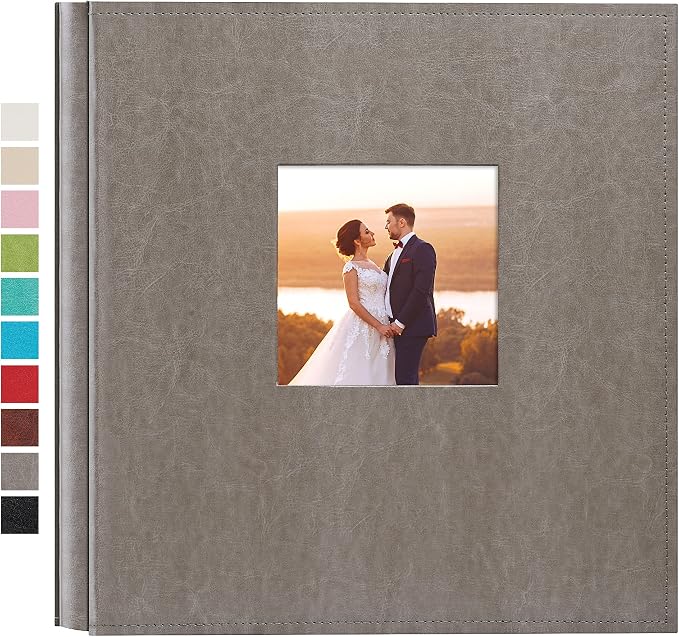 potricher Large Photo Album 4x6 1000 Photos, Leather Cover, Gray | Large Capacity Picture Albums with 1000 Horizontal and Vertical Pockets, Photo Book for Family, Wedding, Anniversary, Baby by potricher