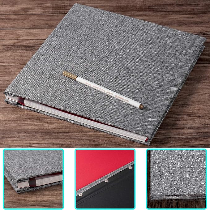 Grey Photo Album Self Adhesive Scrapbook Album for 4×6 Photos/Pictures DIY Linen Cover Album 15 Sheets/30 Blank Pages for Family Wedding, Birthday, Christmas, Anniversary - Image 4