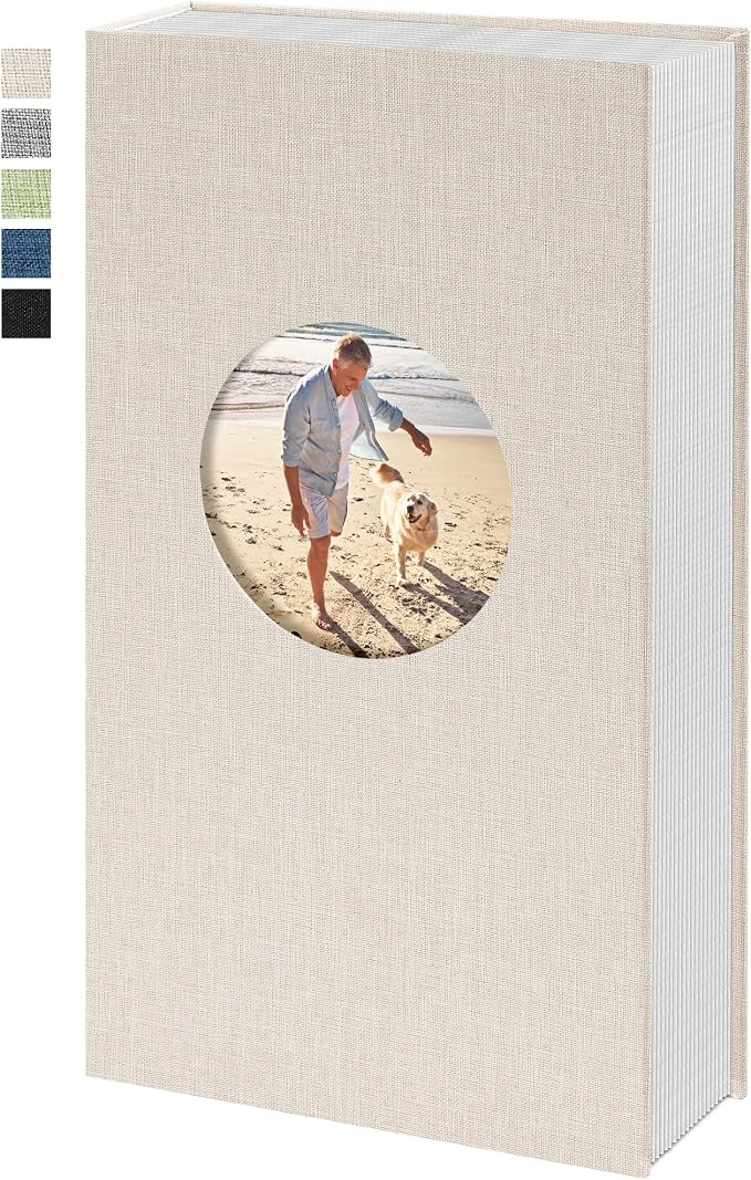 Vienrose Photo Album 4x6 Photos 420 Pockets Linen Cover Slip-in Photo Book with Round Window for Wedding, Vacation Memories, Personalized Picture Organizer, Beige by Vienrose